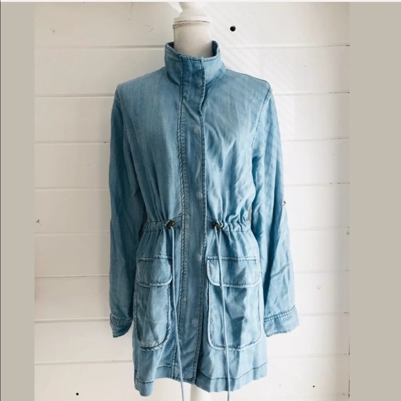 Skies Are Blue Chambray Utility Jacket Stitch Fix - Picture 2 of 6